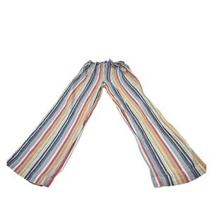 Laundry by Shelli Segal‎ Striped Linen Blend Pants Drawstring Waist Colorful